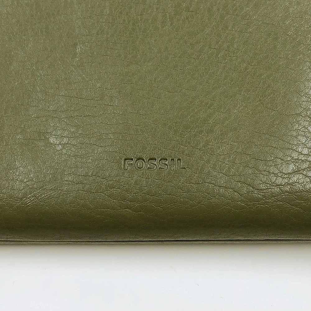 Fossil Army Green Logan Zip Clutch Wallet with Matching Tassel